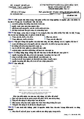 Đề thi thử THPT môn Địa lý Lớp 12 năm 2019 lần 2 - Mã đề 308 - Trường THPT Anh Sơn 1